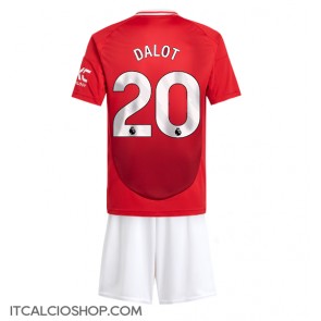 Manchester United Diogo Dalot #20 Prima Maglia Bambino 2024-25 Manica Corta (+ Pantaloni corti)